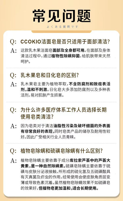 日本CCOKIO进口乳木果洁面皂除螨控油洗脸香皂-混合/敏肌