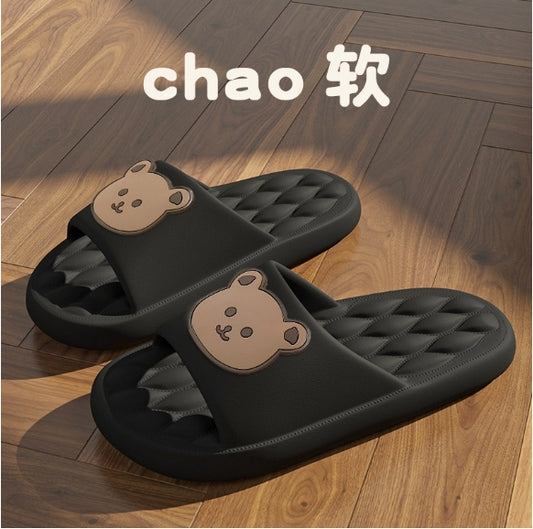 夏款拖鞋（菱形内底）（各色小熊、白色印花）