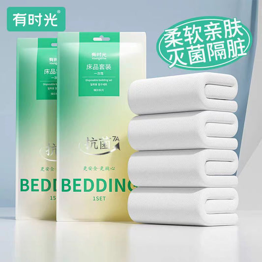 有时光一次性床单被罩枕套 7A抗菌四件套220*240cm