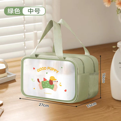 绿色腊肠狗干湿分离化妆包洗漱包防水便携