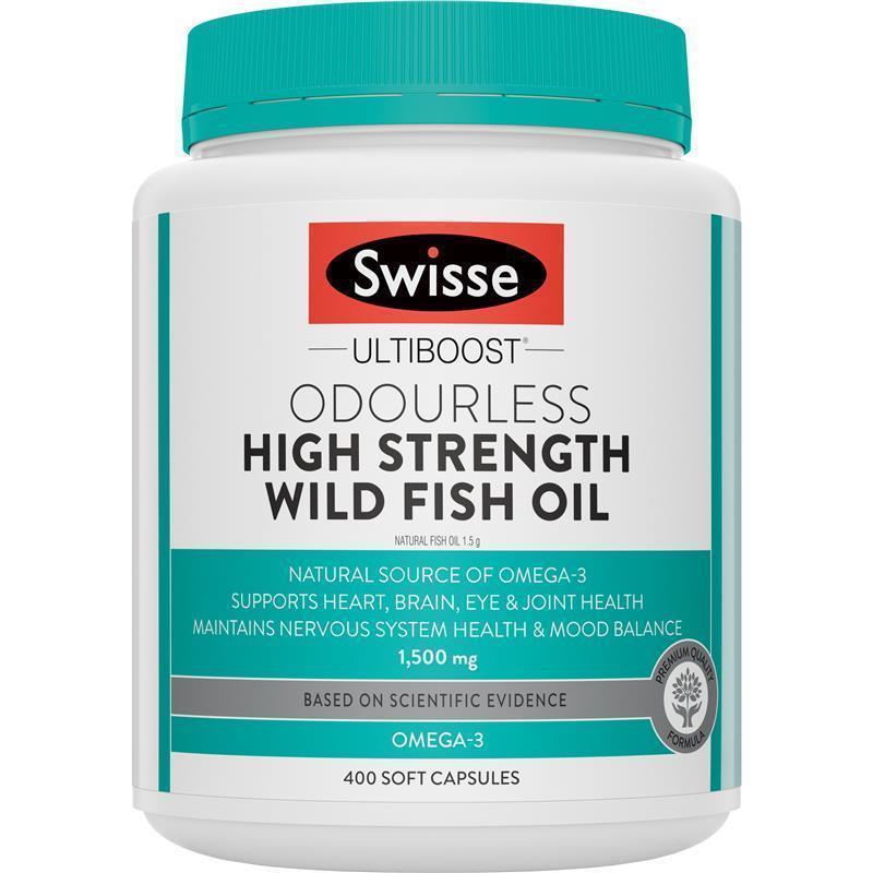 Swisse Ultiboost Odourless High Strength Wild Fish Oil  1500mg 400 Capsules