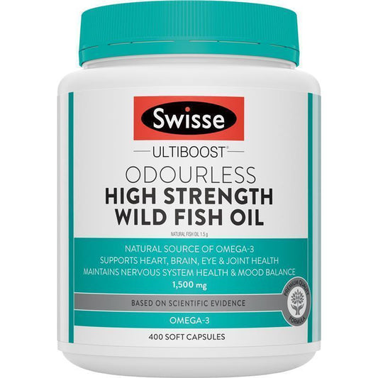 Swisse Ultiboost Odourless High Strength Wild Fish Oil  1500mg 400 Capsules