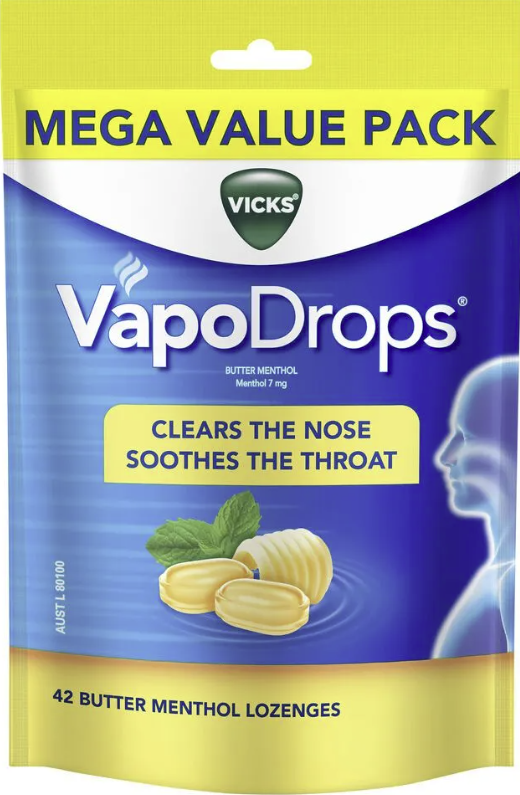 Vicks VapoDrops Butter Menthol 42 Lozenges