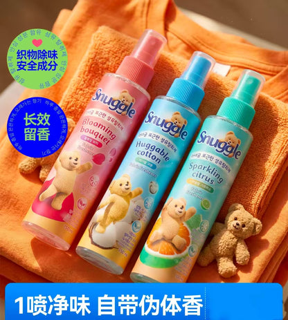 韩国snuggle小熊喷雾衣服香氛衣物去除味剂防静电持久留香150ml