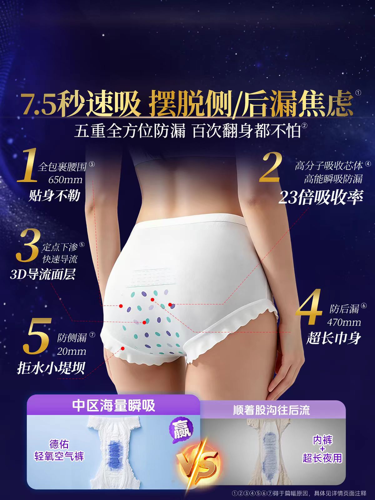 德佑轻氧空气安睡裤3条/包