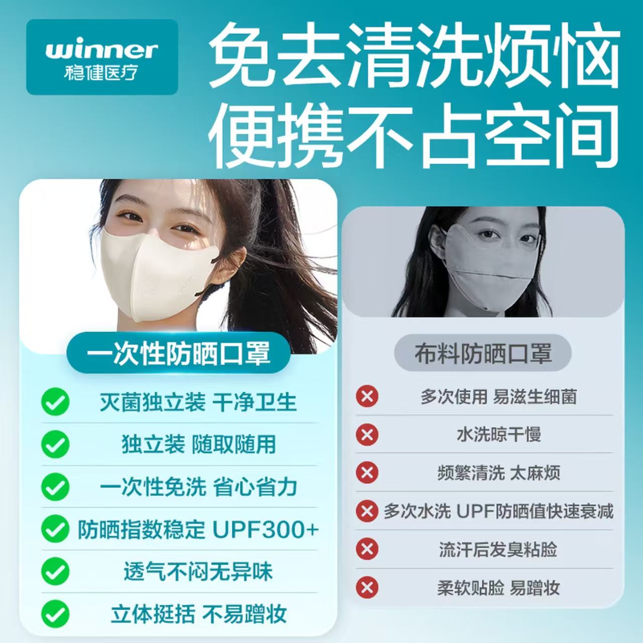 稳健全棉一次性防晒口罩独立装10片装/盒  夏季薄款透气