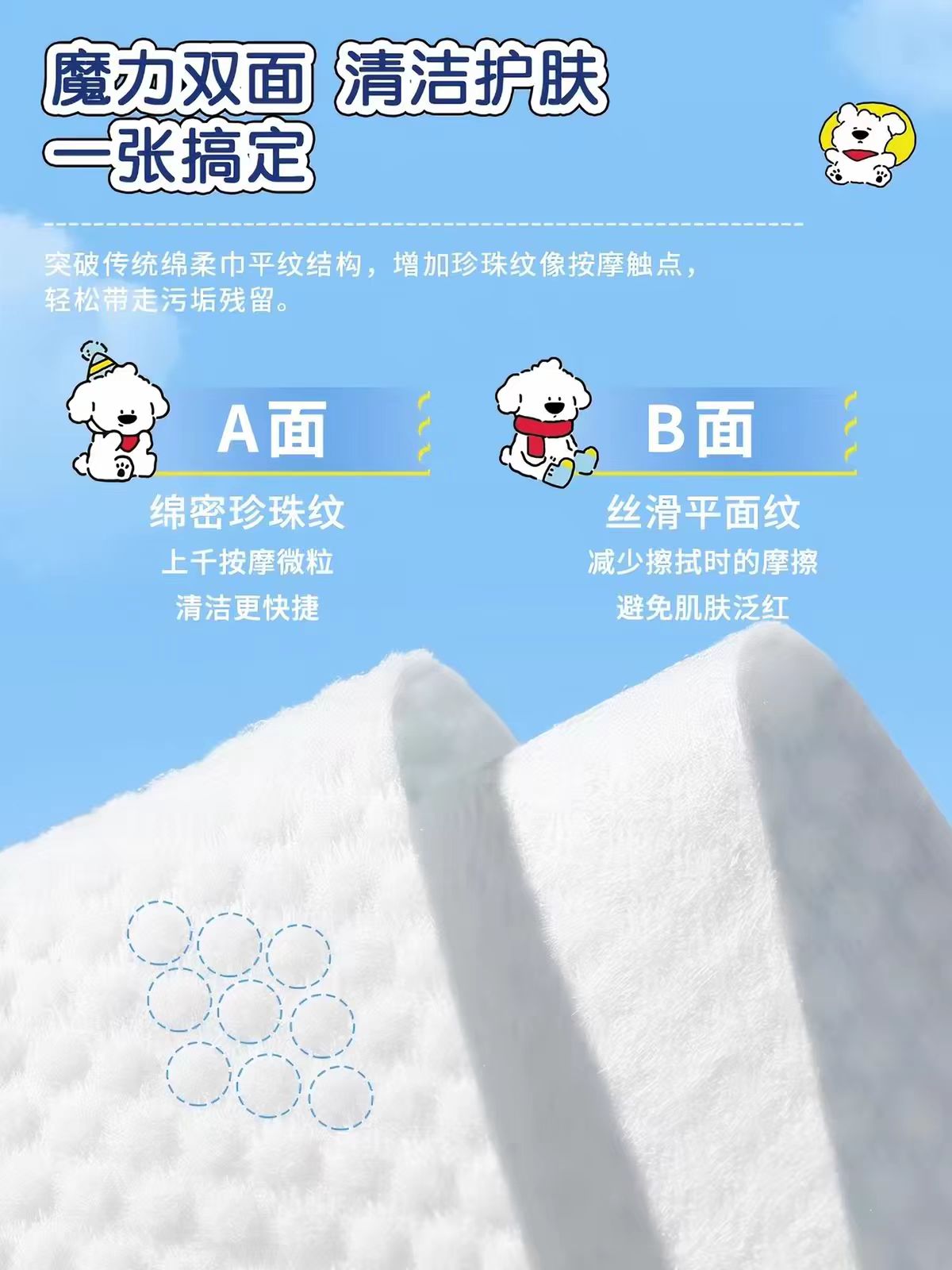 健美创研小狗帕皮珍珠纹洗脸巾100抽 仅限墨尔本地区下单
